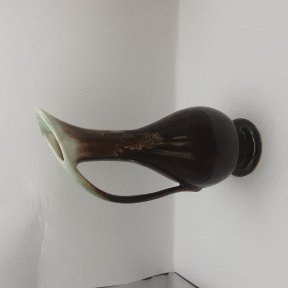 Vintage USA Pottery Brown & Green Drip Glaze Pitcher Vase 8.5" - Picture 3 of 8